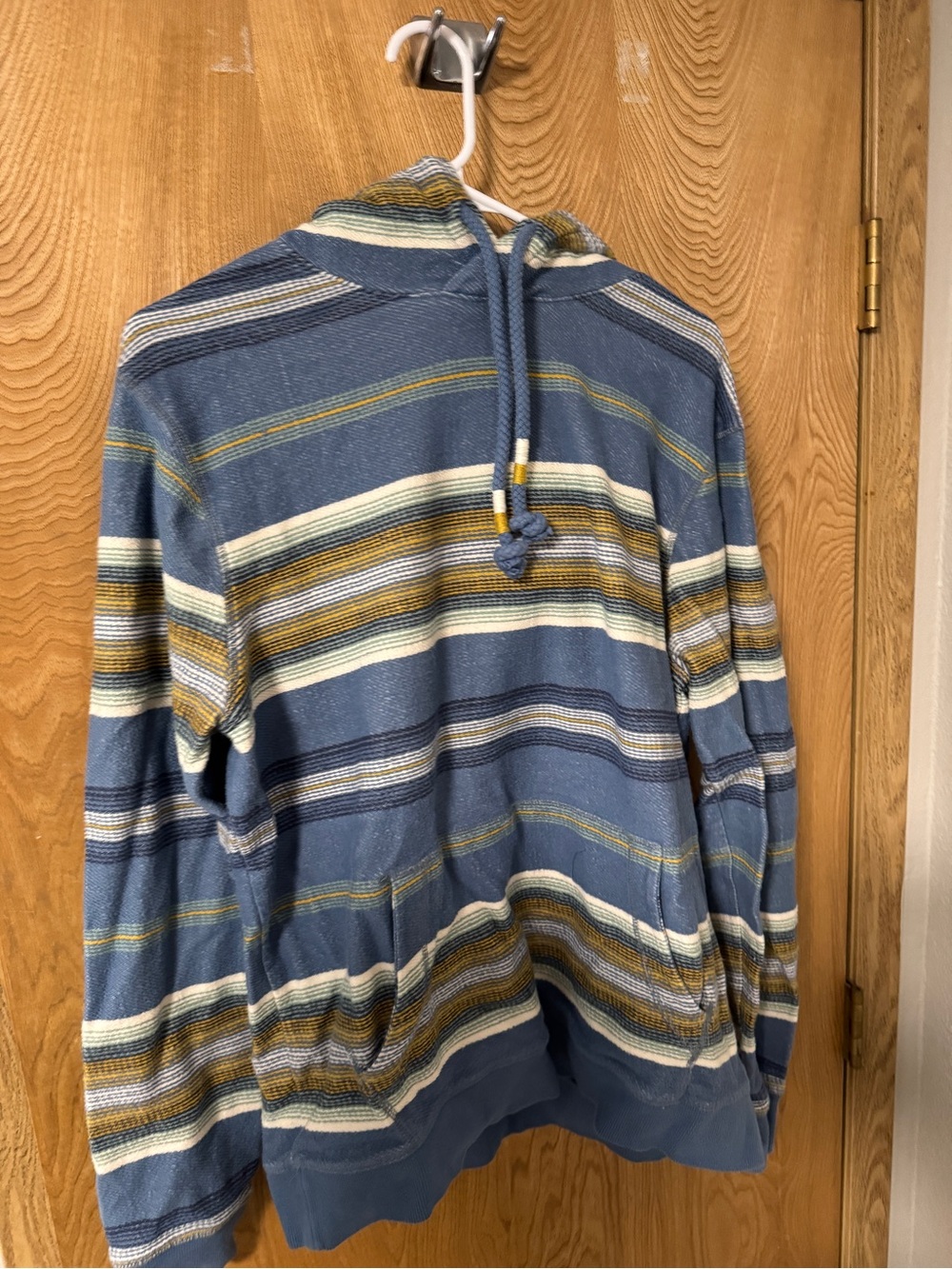 Fat Face Blue Striped Zip-Up Hoodie with Green and Cream Accents